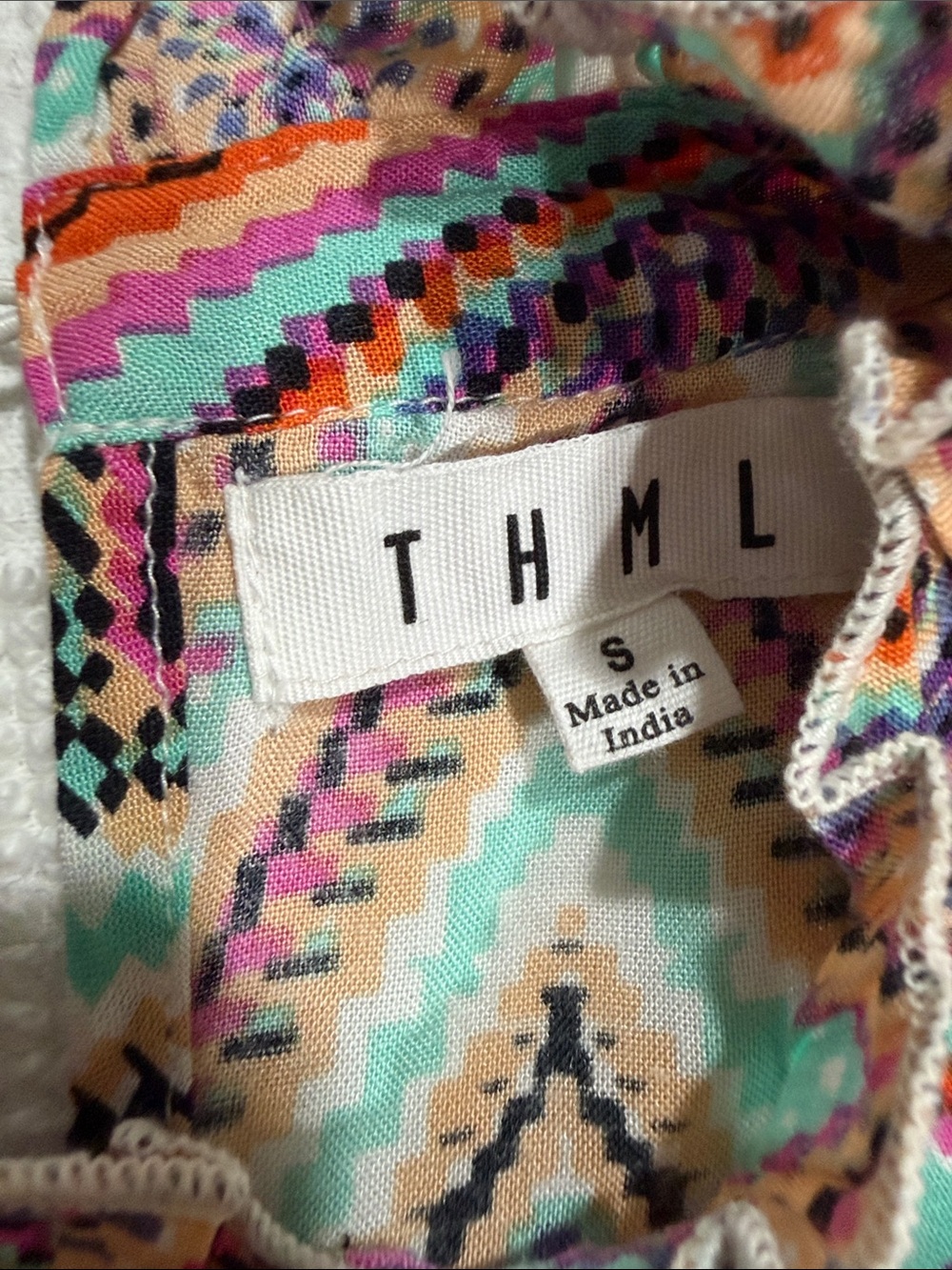 THML Multicolor Chevron Ruffle-Trim Top - Picture 2 of 5